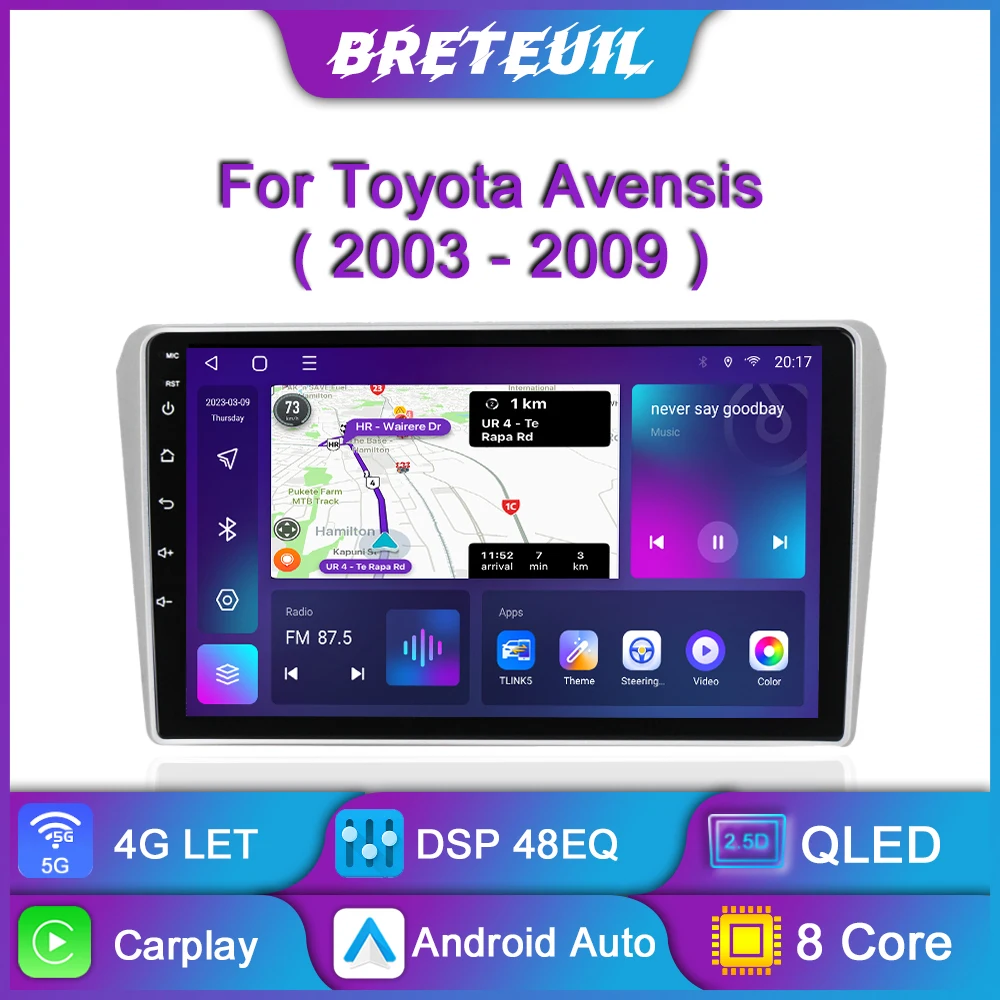 Per Toyota Avensis T250 2 Ii 2003 2004 2005 2006 2007 2008 2009 Android Autoradio Lettore Multimediale Navigazione Gps Qled Touch Screen Auto Stereo C