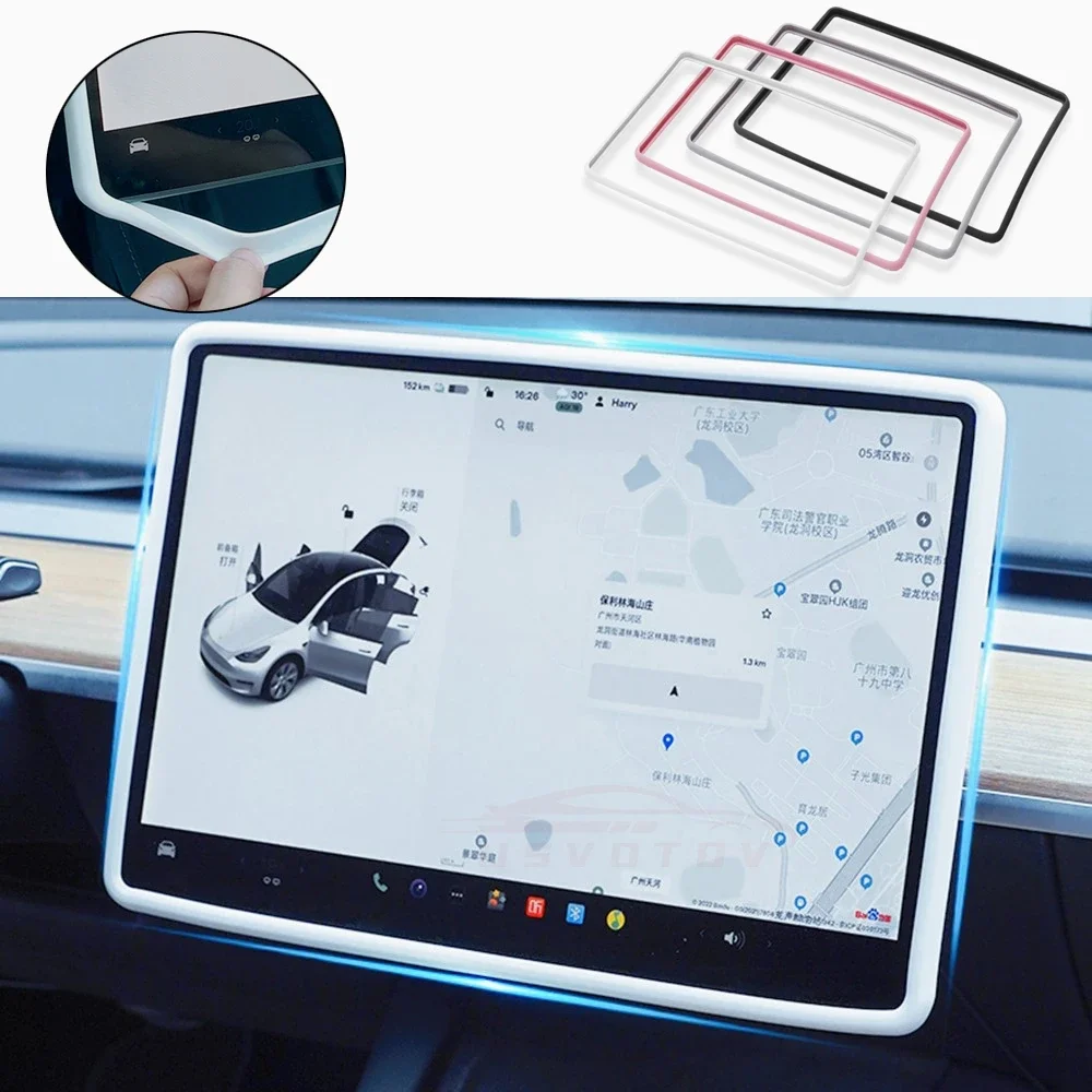 Per Tesla Model 3 Y Highland Screen Protector Cornice In Silicone Display Edge Body Cover Accessori Per Il Controllo Centrale 2024 2023 2022
