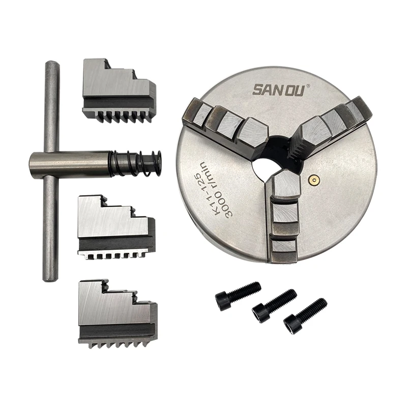Mandrino Per Tornio 125Mm Sanou 3 Jaw Mandrino Per Tornio Autocentrante Mandrino Per Tornio In Metallo Di Precisione K11-125 Mandrino Manuale Per Mini
