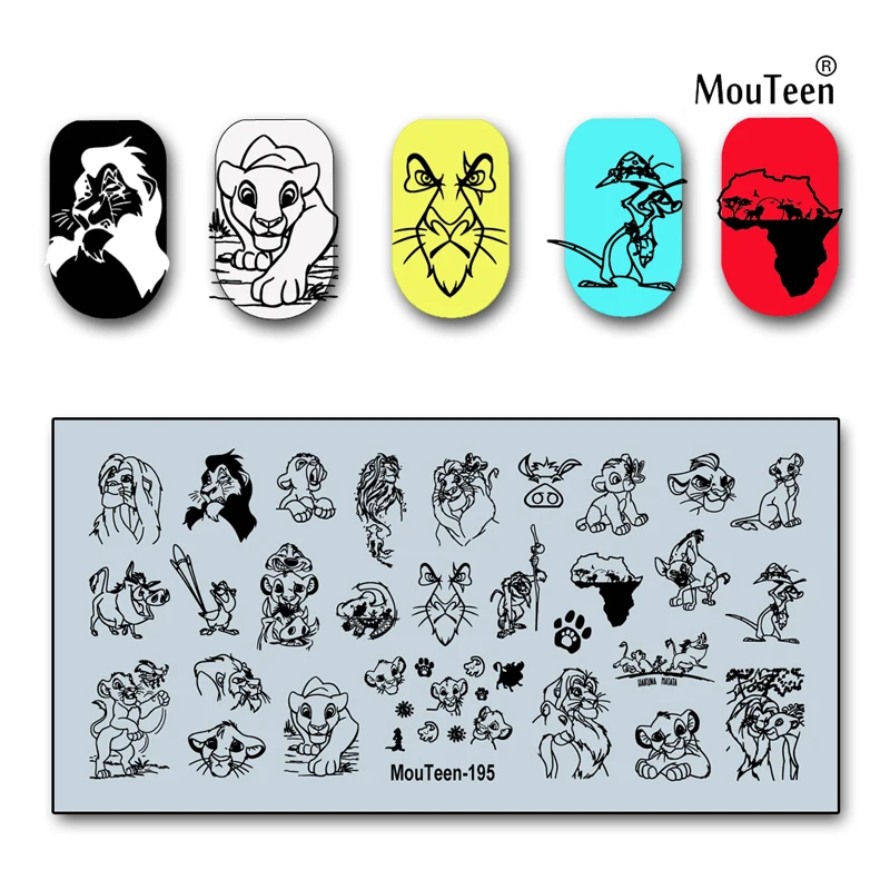 Disney Big Size Simba Nail Stamp Lion King Nail Stamping Plate Per Nail Art 4.72*2.36 Pollici #195