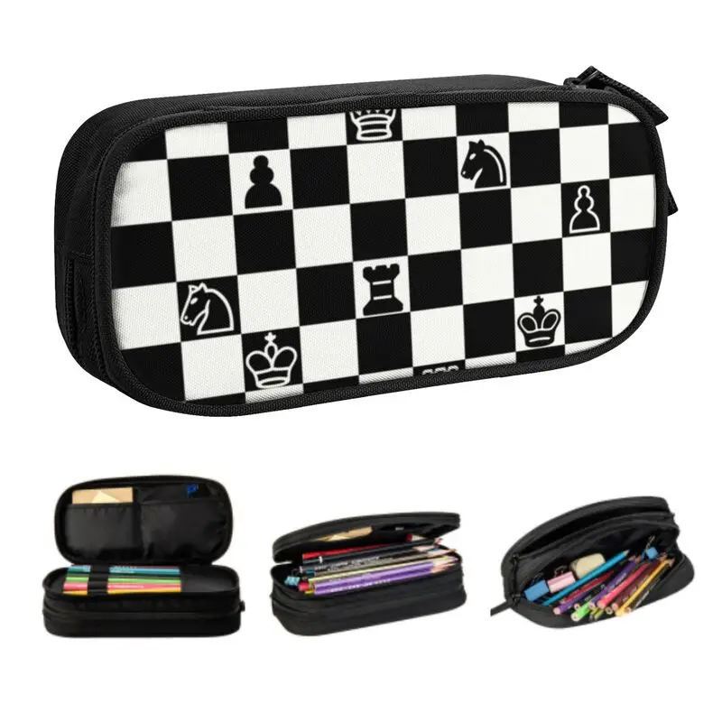 Fashion Chess Cute Pencil Case Boys Gilrs Grande Capacità Chessboard Game Pencil Box Cancelleria Per Studenti