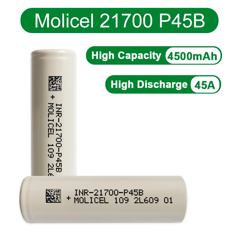 Batteria Al Litio Ricaricabile Originale 21700 Molicel P45B Inr 21700 4500Mah Batterie Batteria Ad Alta Potenza Pk Molicel P42A Per Drone