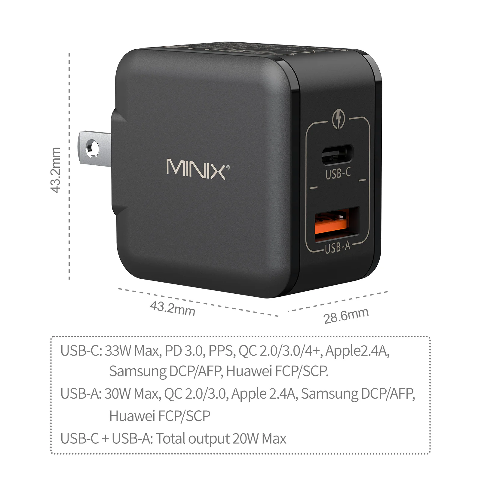 Minix P1 Mini 33W Gan Travel Charger Office Hub Per Telefono Tablet Laptop Console