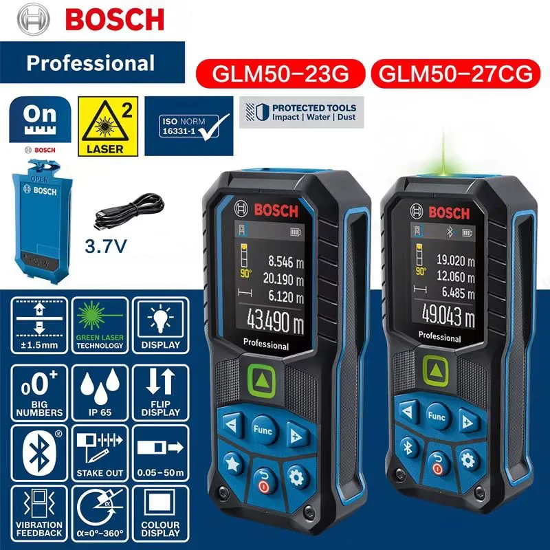 Bosch Green Laser Rangefinder Glm 50-27Cg 50-23G Strumento Di Misurazione Ad Alta Precisione Misuratore Di Distanza Laser Misuratore Di Nastro Laser B