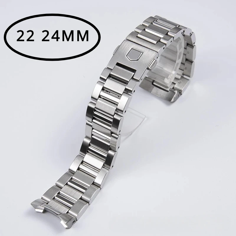 Per Tag Heuer Carrera 1887 Cinturino Orologi Accessori Bracciale In Acciaio Inossidabile 316L Cinturino In Argento Fibbia Sicura 24 22Mm