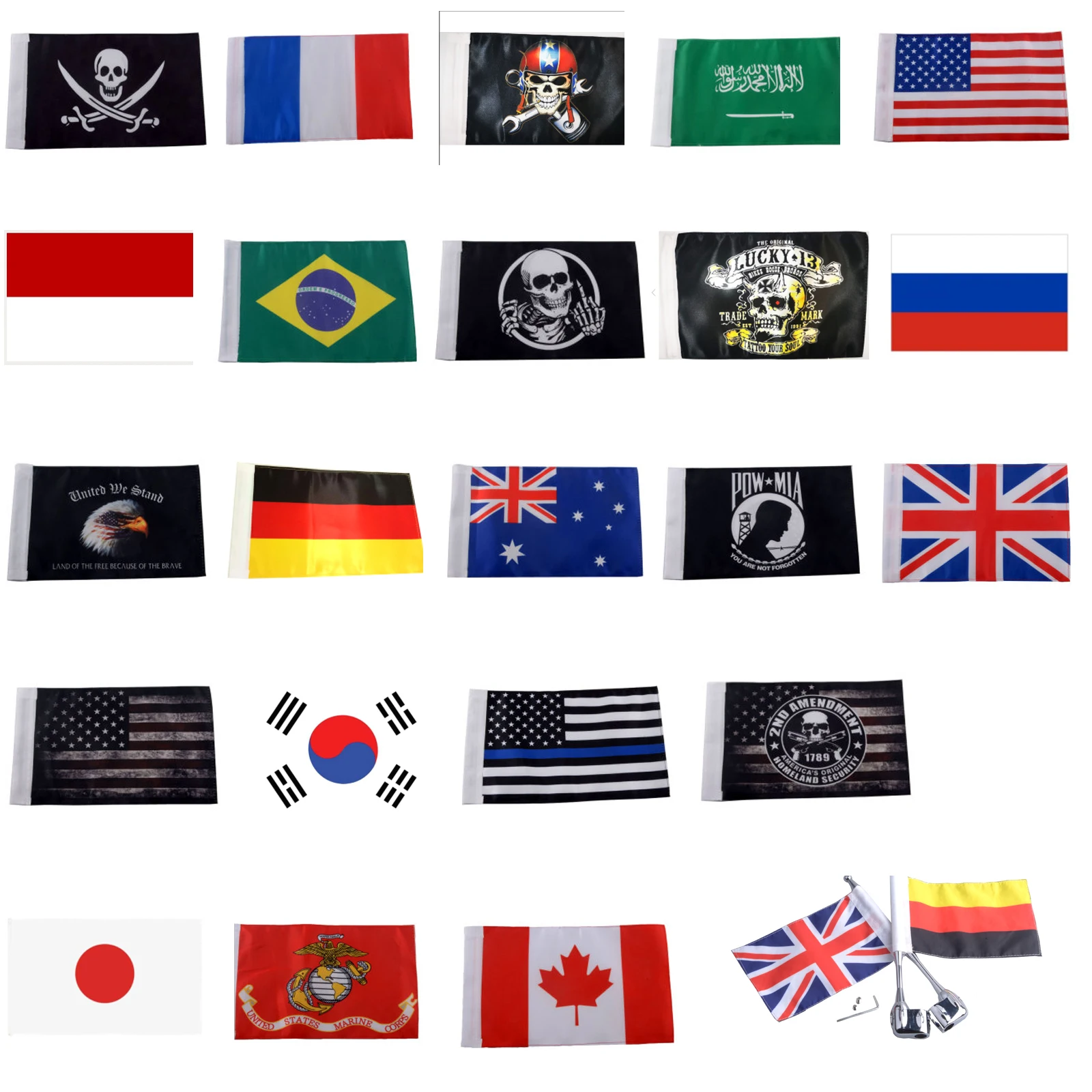 Universale Moto Nation Flag Sleeve Double Side 6 "X 9" Pirate Flag Per 3/8 "Flag Mount Poles Per Honda Yamaha Portapacchi
