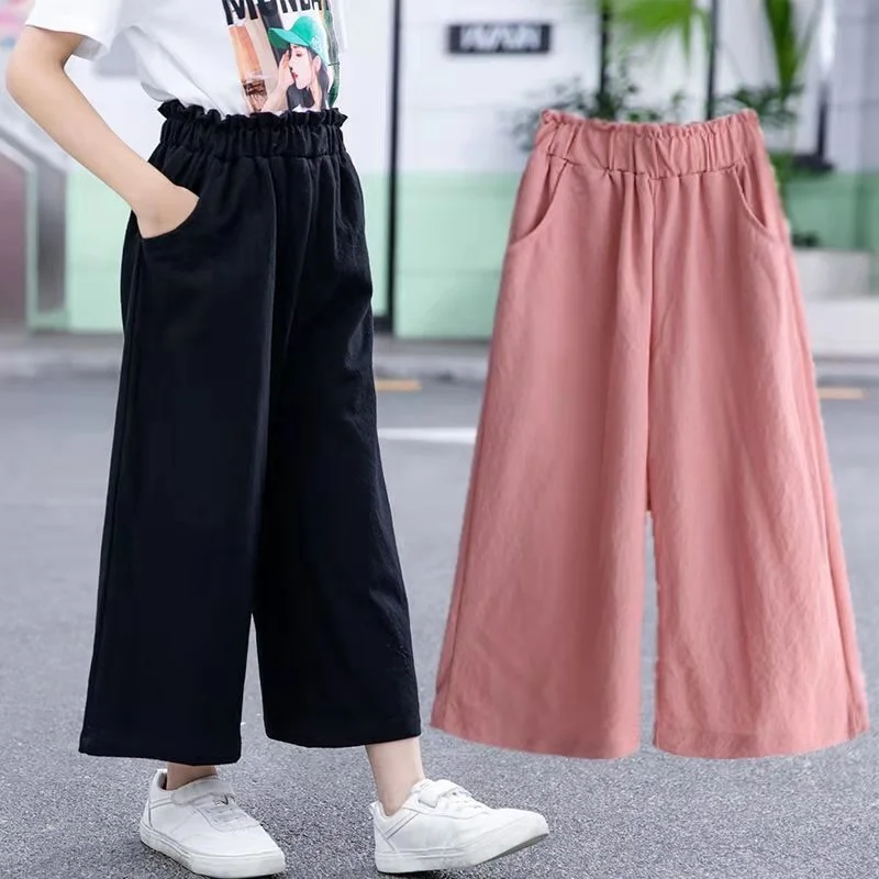 Summer Pants For Girls Wide Leg Pants Teen Casual Trousers Casual Loose Teenage Girls Clothing