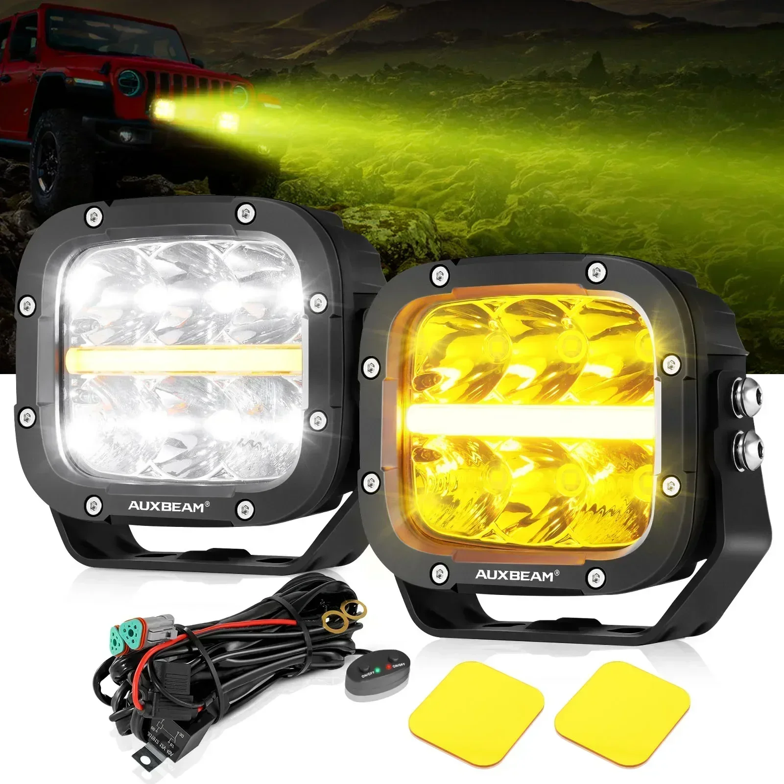 Luci Di Guida A Led Auxbeam 5 Pollici 132W Luce Di Lavoro Spot Flood Combo Beam Offroad Led Pod Lamp Drl Con Cablaggio Con Spina Dt