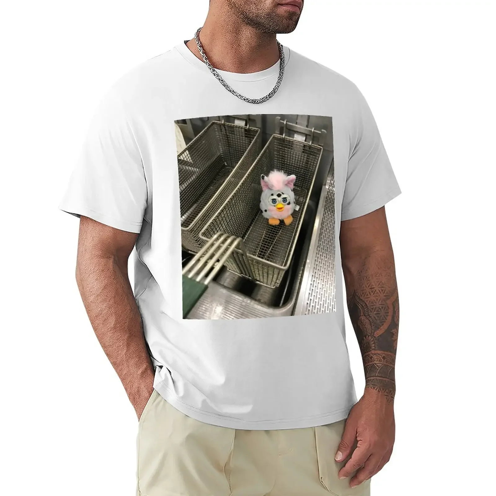 Furby In Fryer Basket T-Shirt Plain Boys Animal Print Camicetta Abbigliamento Uomo