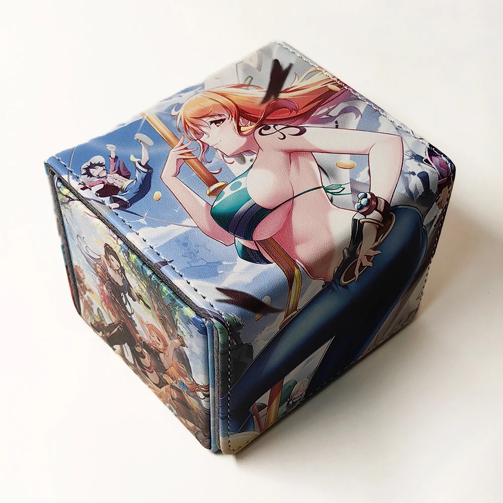 New Cartoon One Piece Nami Opcg Card Storage Box High-End Leather Ptcg Collection Card Box Board Game Card Box Anime Gift Toy