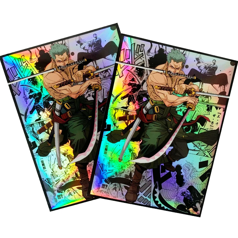 60 Pz/Set 66 X91Mm One Piece Roronoa Zoro Card Sleeves Ptcg Opcg Color Flash Card Cover Protettiva Collection Card Anime Gift Toy