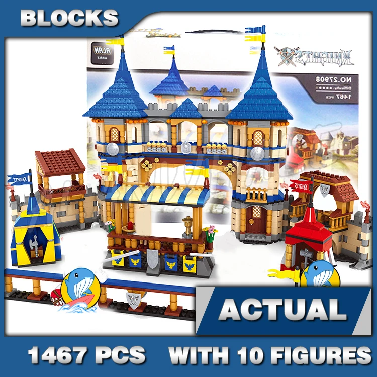 1487Pcs Cavalieri Medievali Castle Gods Royal Joust Horse Battle Fence 27908 Set Di Blocchi Compatibili Con Il Modello