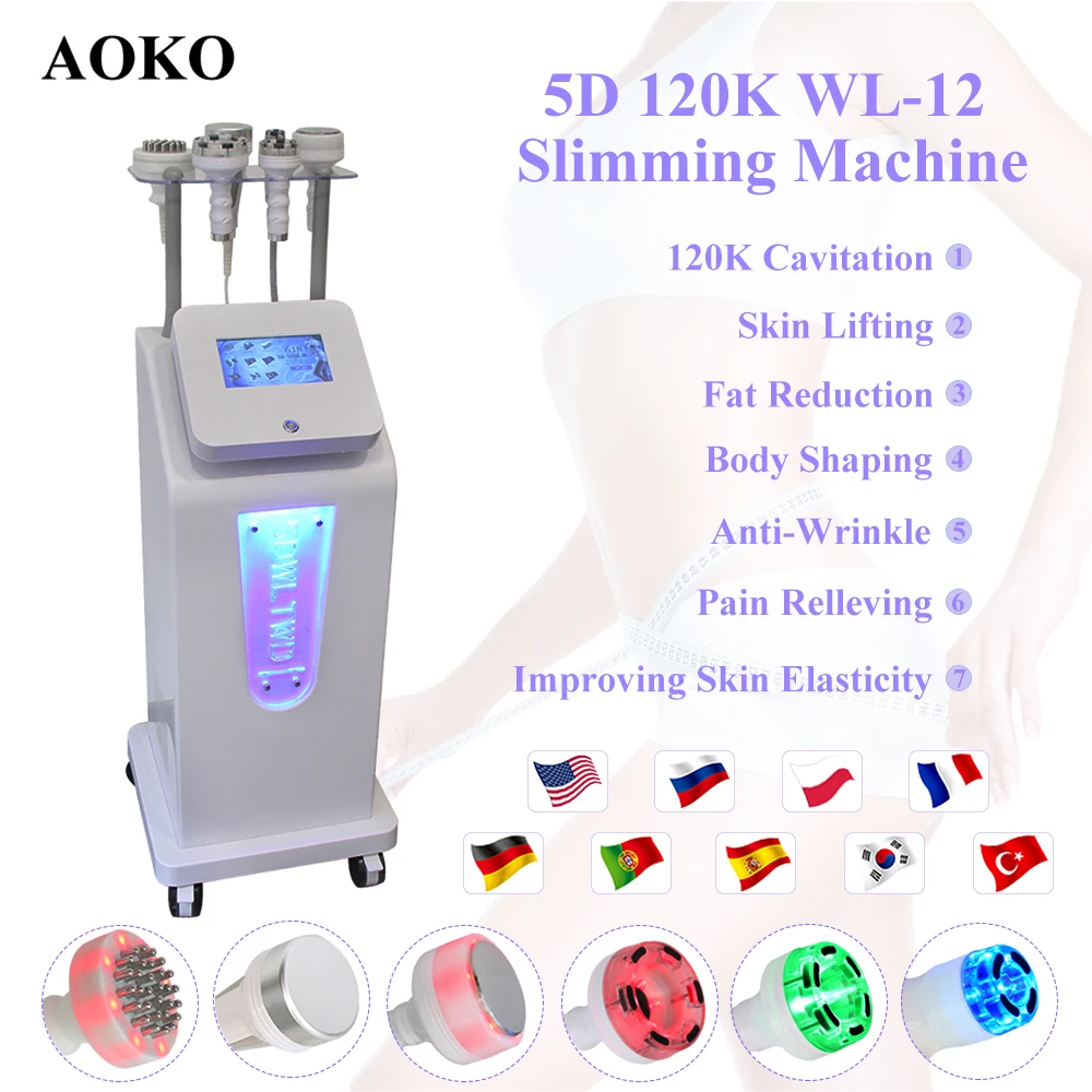 Aoko 120K Cavitation Vacuum Machine Wl-12 Massage Body Shaping Skin Stringere Beauty Machine Rimozione Della Cellulite Strumenti Per Il Sollevamento D