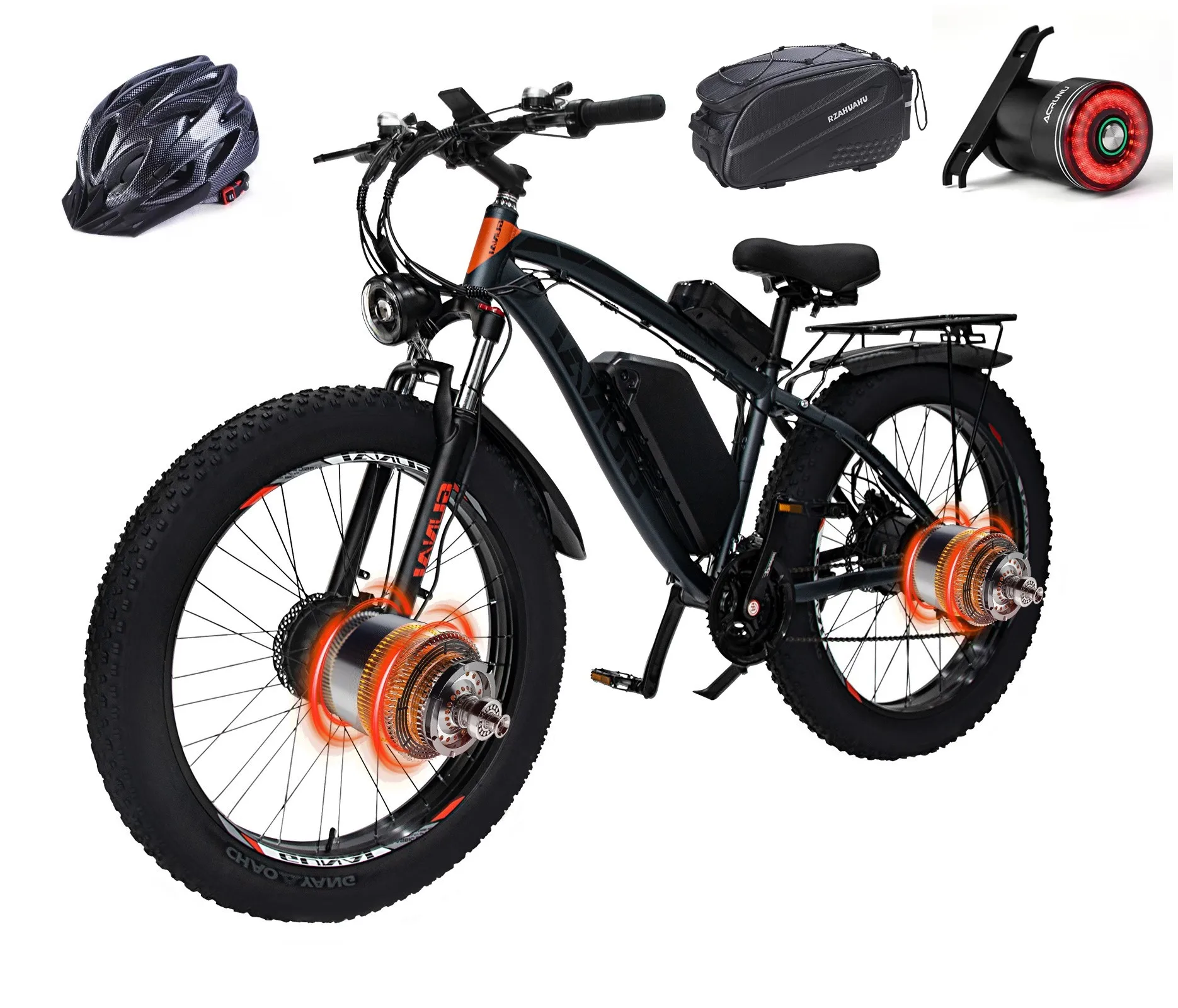 Bicicletta Elettrica Gunai Dual Motor 48V 22Ah 26*4.0 Fat Tire Freno A Olio Idraulico Soft Tail Frame Ebike