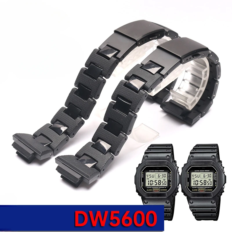 Per Casio Watch Strap Light Composite Plastic Steel Dw5600 Double Press Bucket Dw-6900/Gw-M5610 B500 Cinturini Neri Da 16Mm