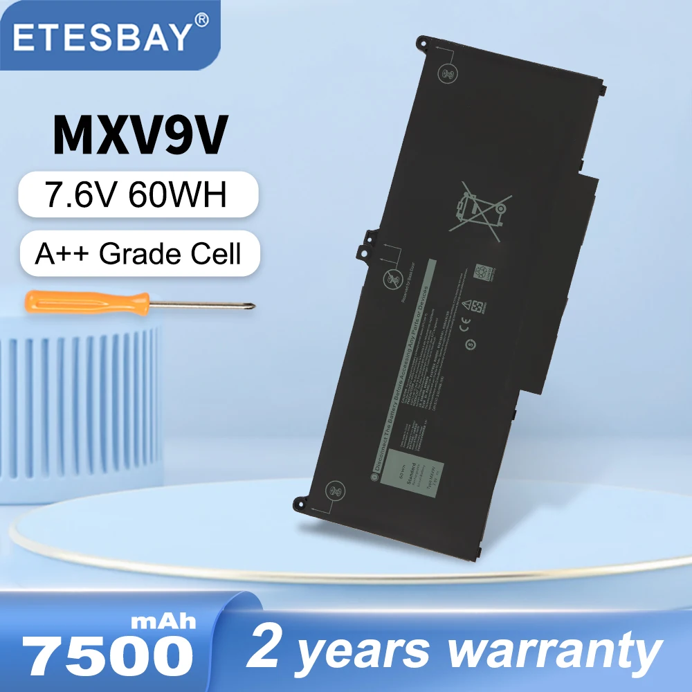 Etesbay Mxv9V Batteria Per Laptop Per Dell Latitude 7300 7400 5300 5310 Per Dell Latitude 5300 5310 2-In-1 60Wh/7500Mah