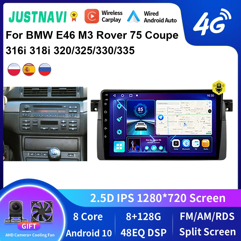 Justnavi Autoradio Per Bmw E46 M3 Rover 75 Coupe 316I 318I 320/325/330/335 Stereo Multimedia Navigation Autoradio Video Player