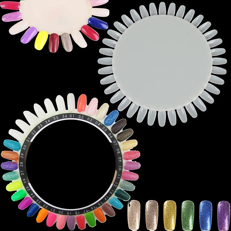1 Pz 36 Punte False Nail Art Display Plastica Bianca Nail Color Card Practice Wheel Board Painting Nail Polish Palette Tools