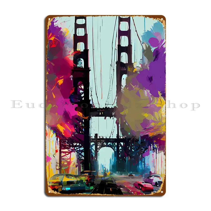San Francisco Bridge Targa In Metallo Poster Piatti Stampa Cave Club Wall Pub Tin Sign Poster
