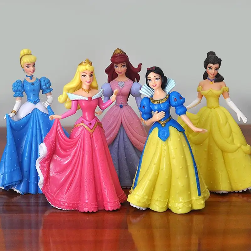 5 Pz/Lotto Disney Princess Biancaneve Belle Sleeping Beauty Princess Doll Ornaments Decorazioni Action Figures Giocattoli Per Bambini Regali