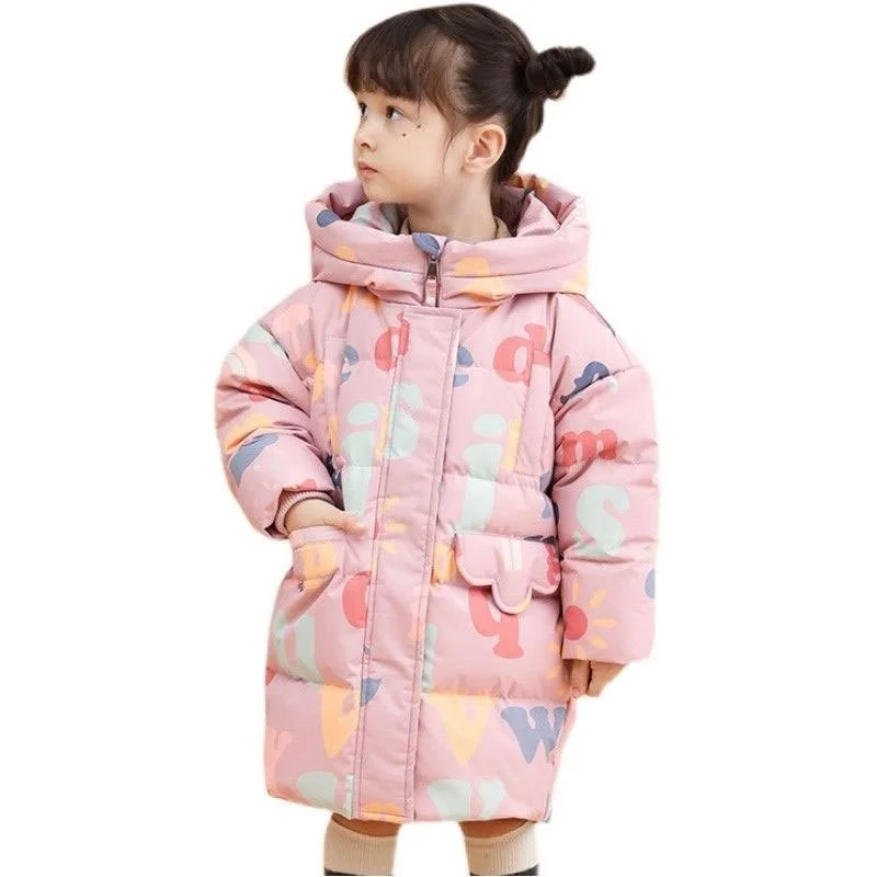 Inverno Ragazze Ragazzi Piumini Calore Impermeabile Bambino Piumini Lunghi Cartone Animato Bambini Abiti Da Neve Bambino Therme Parka 1-8 Anni