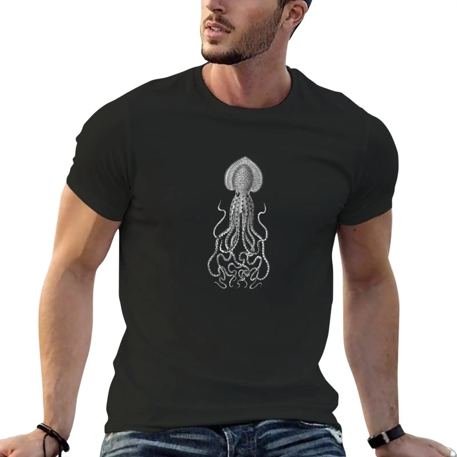 New Squid Octopus Kraken Art Tentacles Seashell Deep Sea Ocean Creations Lover (Bianco E Nero)-Octopus T-Shirt