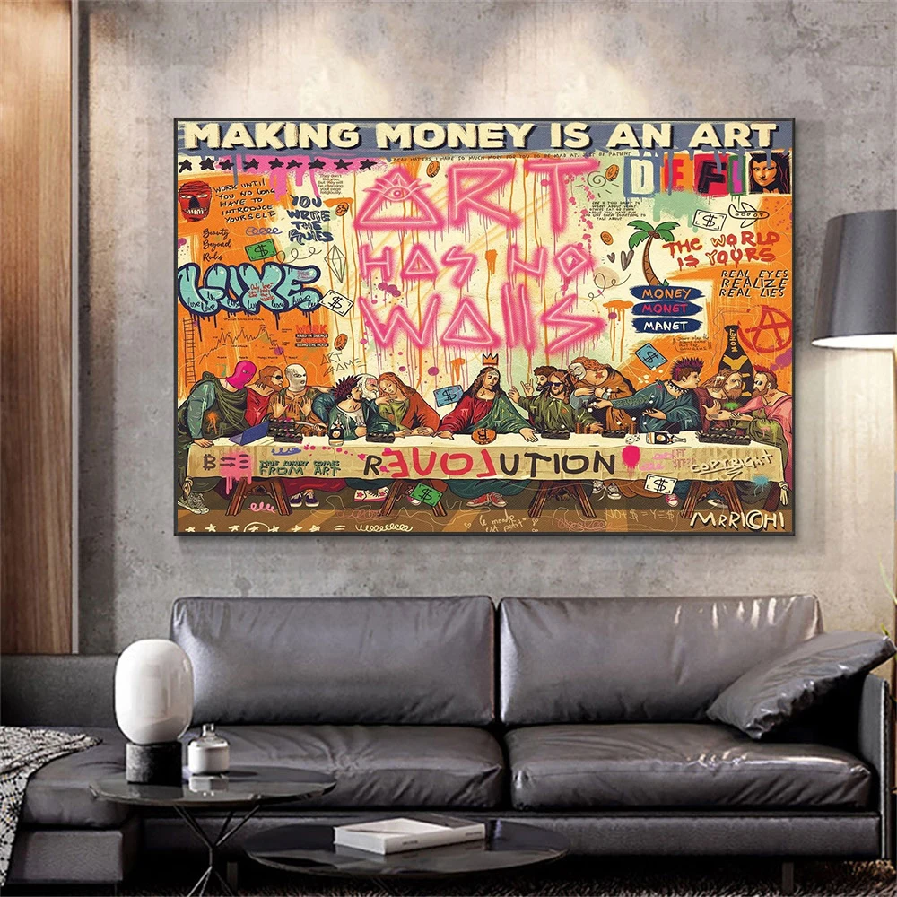 Pop Art Last Supper Canvas Painting Abstract Graffiti Art Poster E Stampe Street Art Wall Art Picture Living Room Home Decor