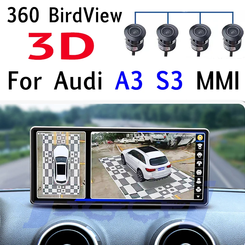 Per Audi A3 8P 8V S3 Rs3 Tdi Tfsi Mmi 360 Birdview Car Stereo Accessori Audio Navigazione Gps Navi Radio Carpplay 10.25 Schermo