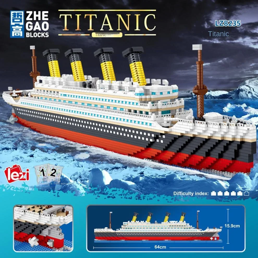 4404Pcs Titanic Building Blocks Nave Da Crociera Mini Assemblare Mattoni Modello Giocattoli Kit Decorazione Desktop Regali Di Natale Per Bambini