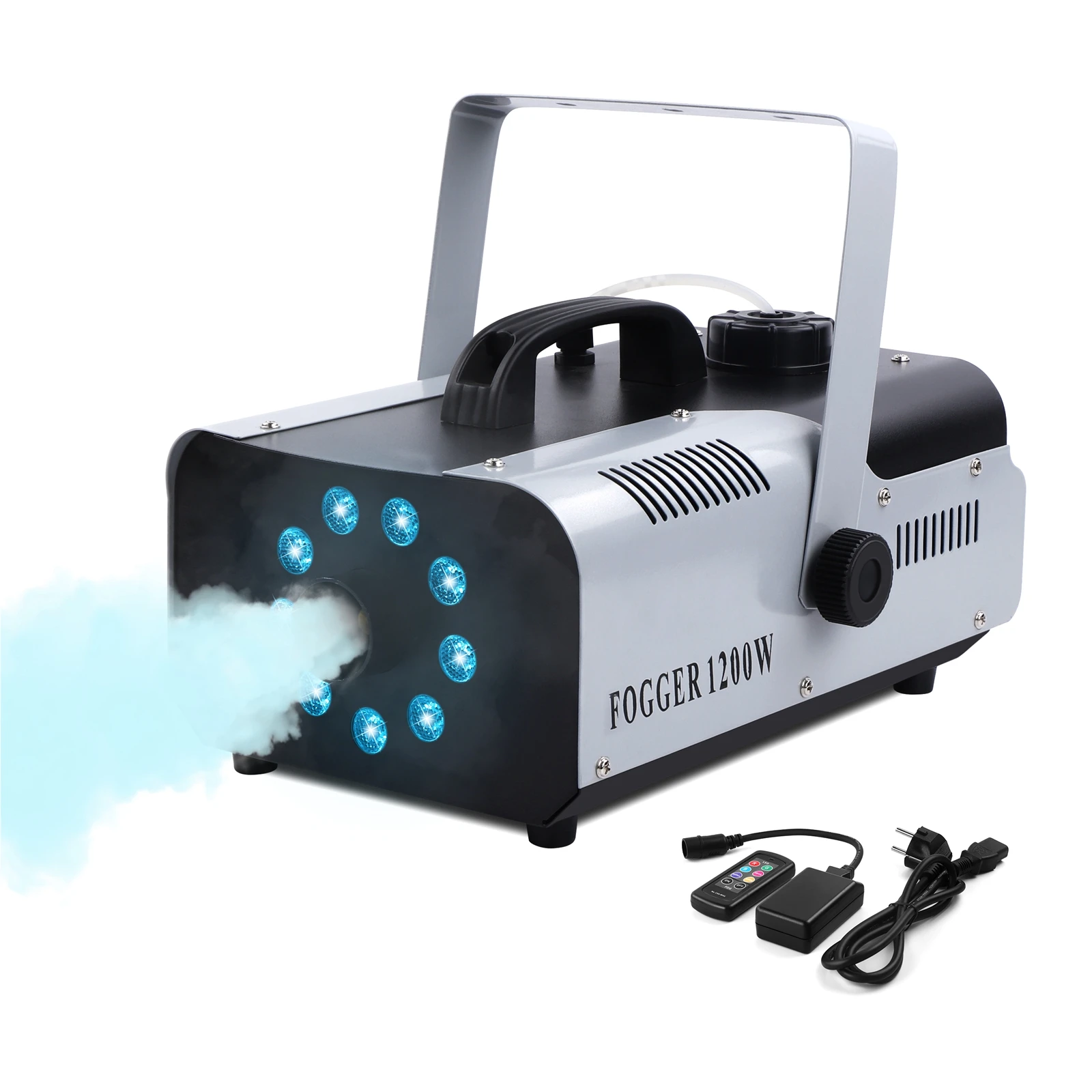 9Pcs Rgb 3 In 1 Stage Spray Equipment 1200W Led Smoke Machine Stage Performance Banchetto Di Nozze Colorato Fog Machine