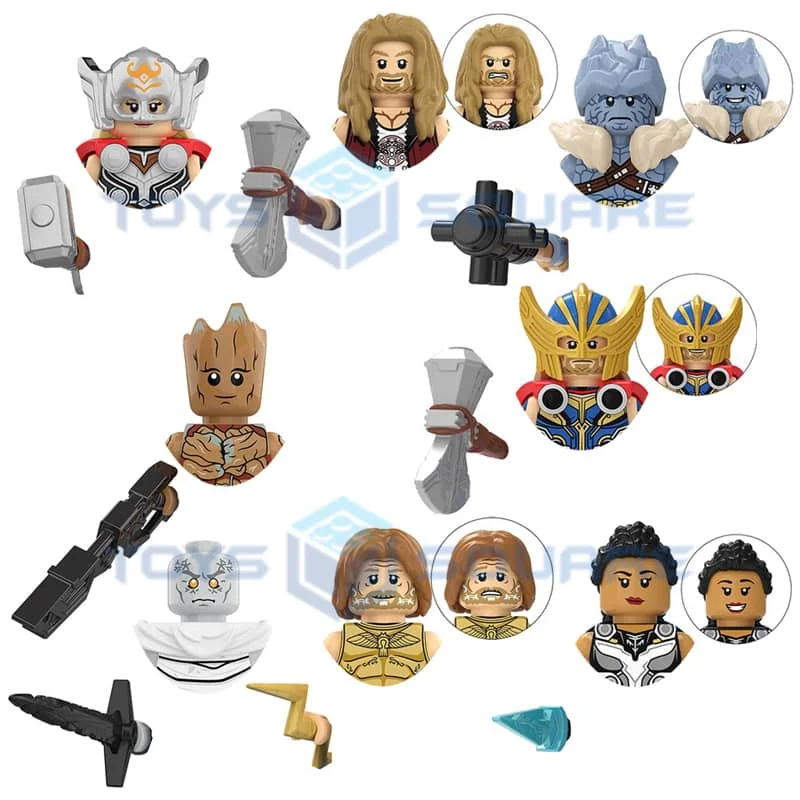 The Korg Mighty Thor Valkyrie Jane Foster Zeus Gorr God Butcher Model Blocks Moc Bricks Set Regali Giocattoli Per Bambini Kt1062