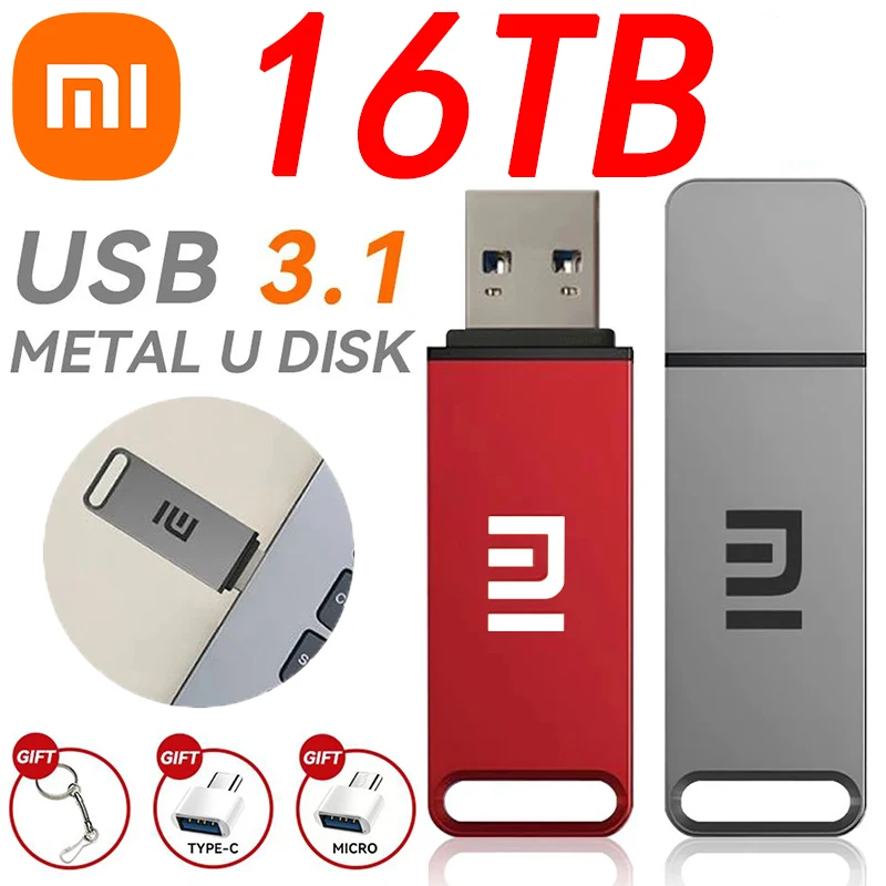 Xiaomi Original 16Tb Usb 3.0 Pen Drive Memory Chiavette Usb 1Tb 8Tb Metal Type C Otg High Speed Waterproof 2Tb Usb Memorias