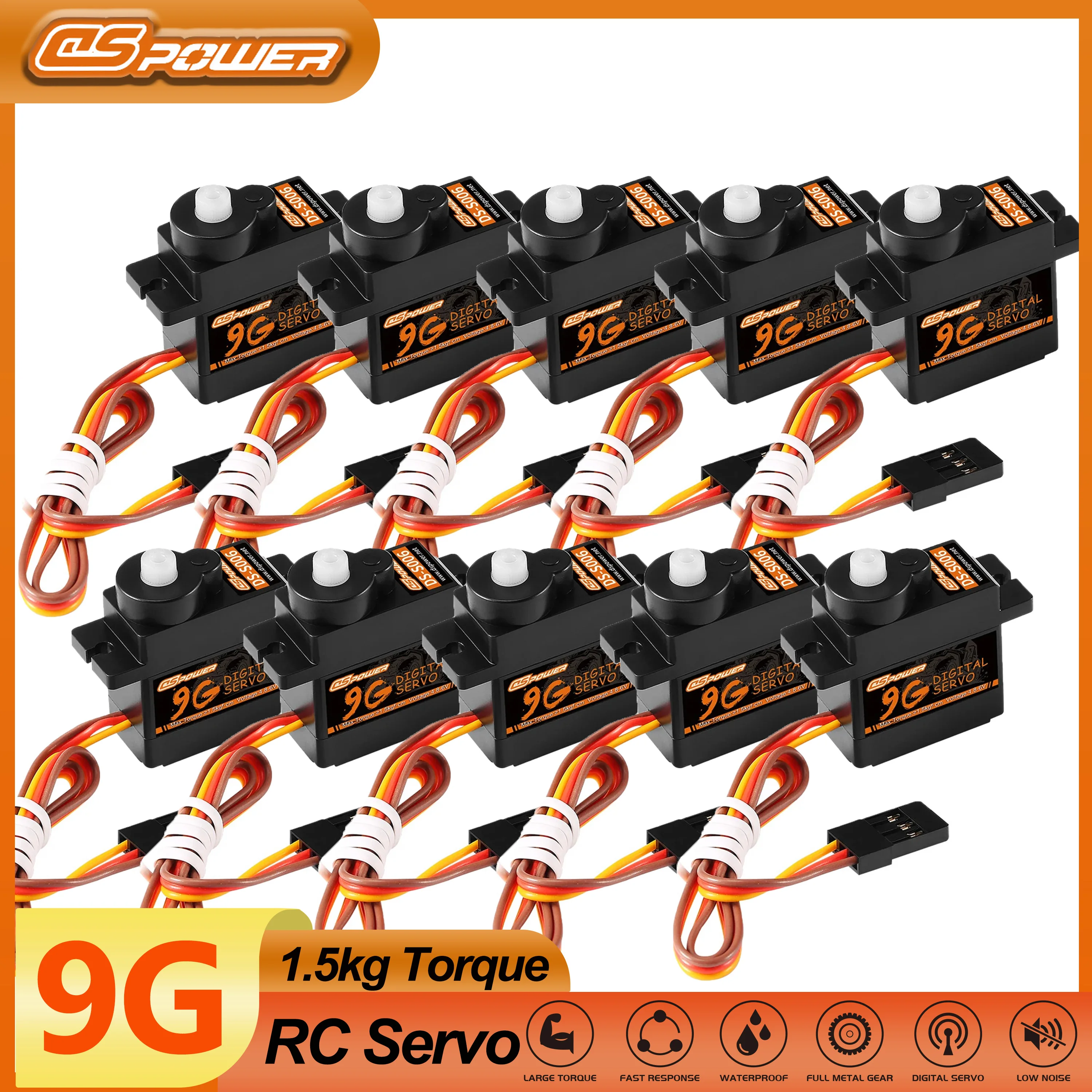 Dspower 9G Impermeabile 1.5Kg Micro Servo Digitale Per Rc Aereo Fpv Racing Drone Elicottero Robot Ad Ala Fissa Rc Car Boat Sg90