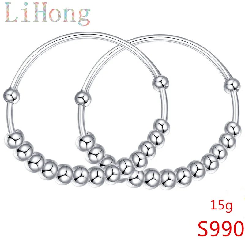 Gioielli Alti 100% Sterling Silver 990 Bangle Baby Bracelet Cavigliera Stesso Stile Ragazza Ragazzo Regalo Gioielli In Argento Sterling Per Bambini