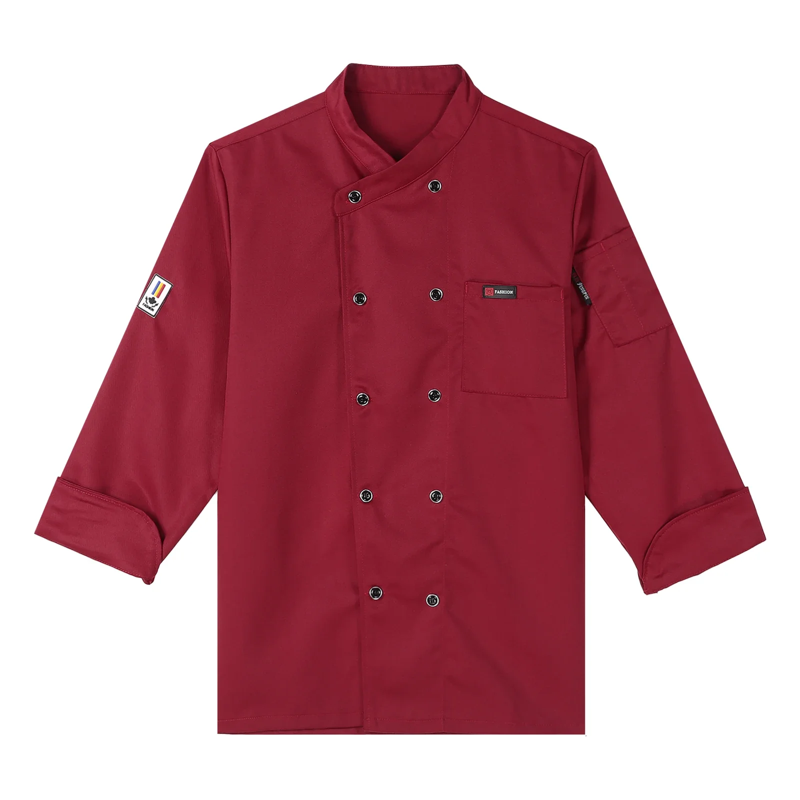 Uniforme Cappotto Da Lavoro Indossare Cafe Kitchen Service Giacca A Maniche Lunghe Collare Cibo Cross-Over Mens Womens Bakery Chef Cook Restaurant