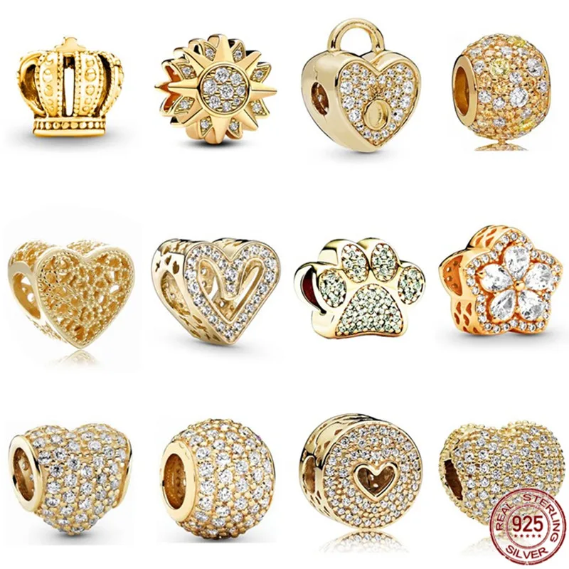 925 Sterling Silver Sparkling Snowflake Pavé Charm Heart Bead Fit Original Pandora Bracciale Bangle Gioielli Fai Da Te Accessorio Regalo