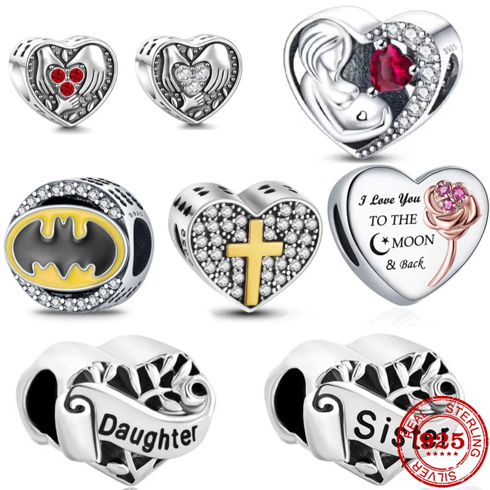 Nuovo 925 Sterling Silver I Love You Bat Incinta Siste Ciondolo Charm Bead Fit Originale Pandora Bracciale Gingillo Gioielli Donna Fai Da Te