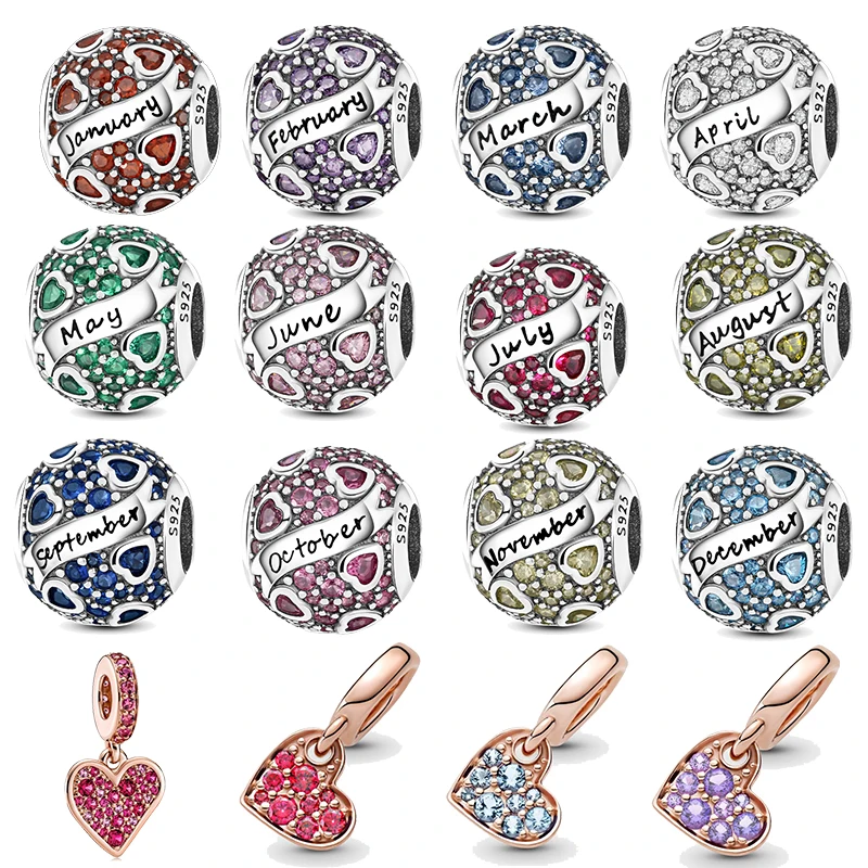 925 Sterling Silver Dicembre Birthday Stone Beads Charms Fit Originale Pandora Bracciale Charm Beads Collana Gioielli Femminili Fai Da Te