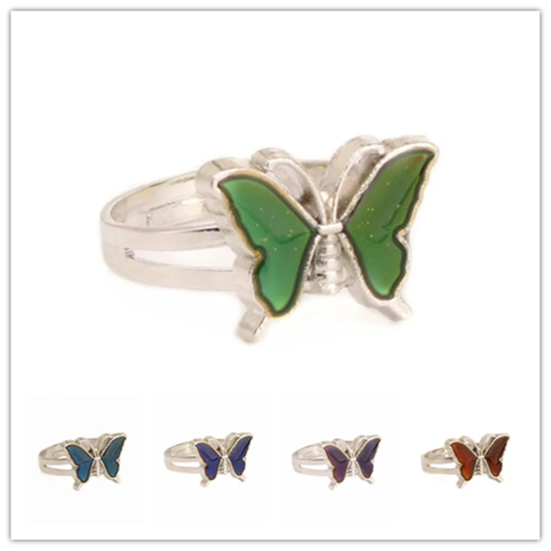 Farfalla Mood Ring Cambia Colore Regolabile Emozione Sensazione Temperatura Variabile Anello Gioielli Per Bambini Compleanno All'Ingrosso