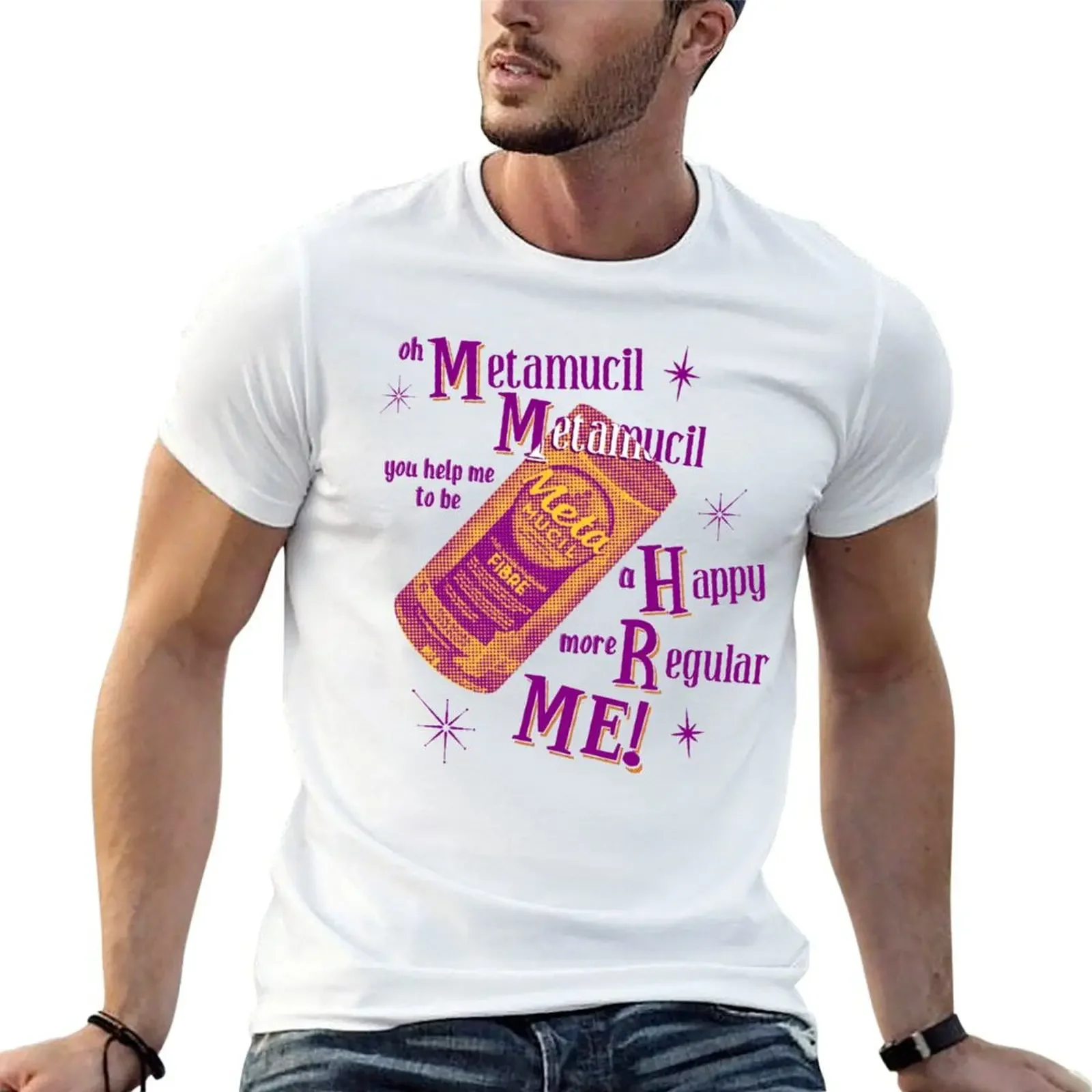 Metamucil Jingle Vintage T-Shirt Abbigliamento Estetico Hippie Vestiti T-Shirt Per Uomo