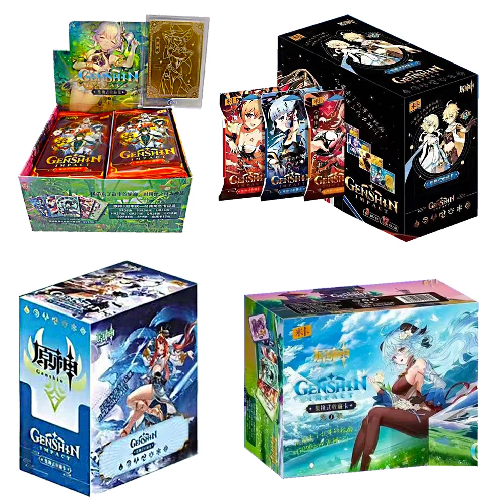 New Genshin Impact Cards Anime Game Pack Booster Box Ssr Rare Surround Tcg Collection Toys Family Table Regalo Per Bambini