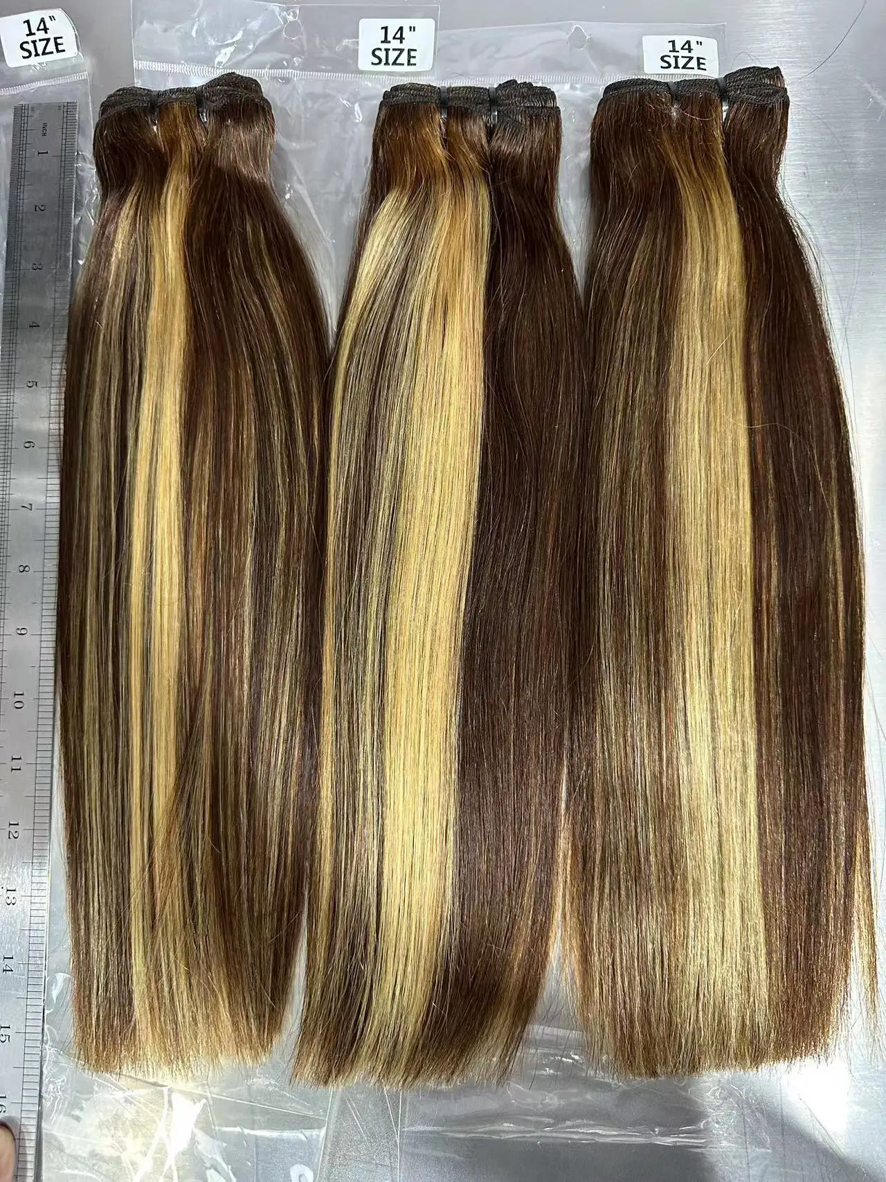 4/27 Highlight Bundles Bone Straight Human Hair Bundles Remy Brasiliano 1/3Pcs Bundles Ombre Blonde Brown Colored Hair Extensions
