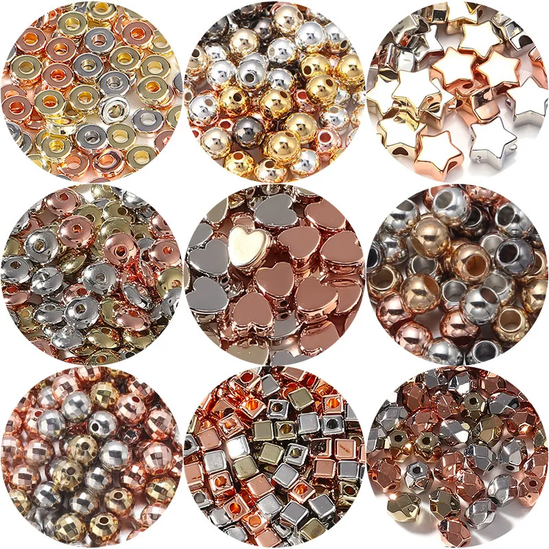 Louleur Heart Star Round Ccb Beads Big Hole Beads For Jewelry Making Allentato Spacer Beads Accessori Per Collana Braccialetto Fai Da Te