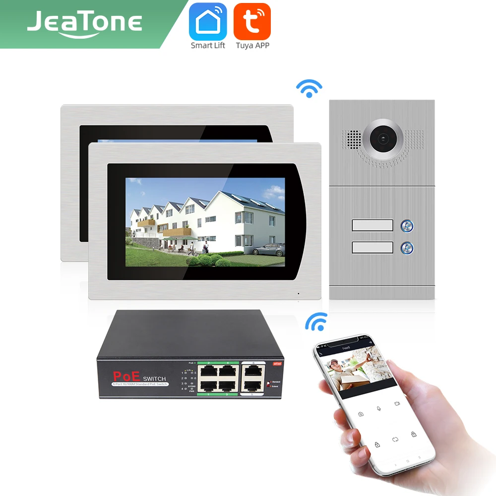 Jeatone Tuya Smart 7 Pollici Wifi Campanello Videocitofoni Per 2 Piani Appartamento Wireless Ahd Door Camera