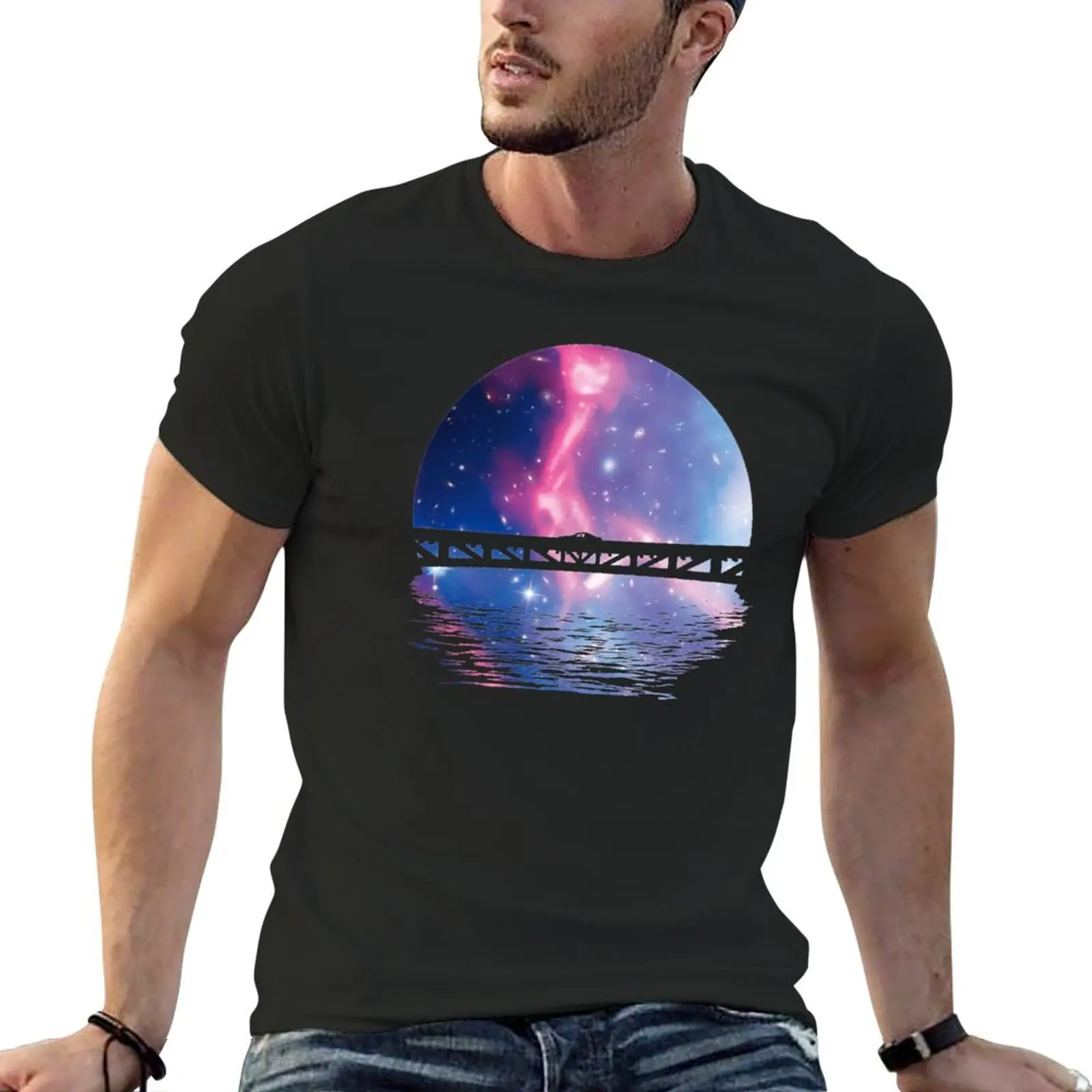 Space Drive On The Bridge Synthwave Retrowave T-Shirt Felpe Abbigliamento Estetico Abbigliamento Uomo