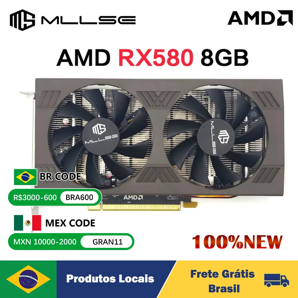 Mllse Amd Rx580 8Gb Placa De Video Gaming Gddr5 256Bit Pci Express 3.0X16 Radeon Gpu Computer Mining Eth Hashrate 28-30Mh/S