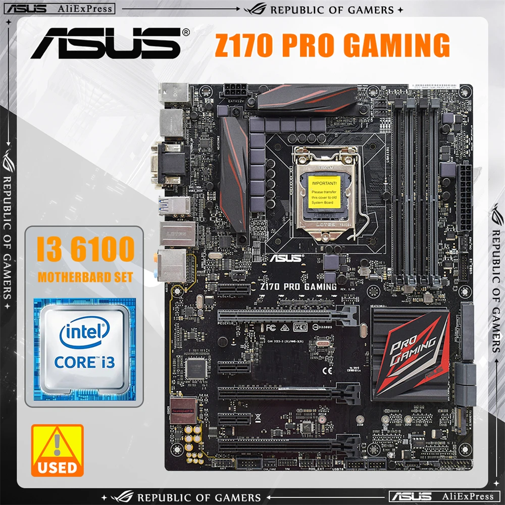Asus Z170 Pro Gaming Motherboard Set Lga 1151 Adatto Per La Combinazione Della Scheda Madre Della Cpu Core I7/I5/I3 Usb3.0 M.2 Sata3 I3 6100