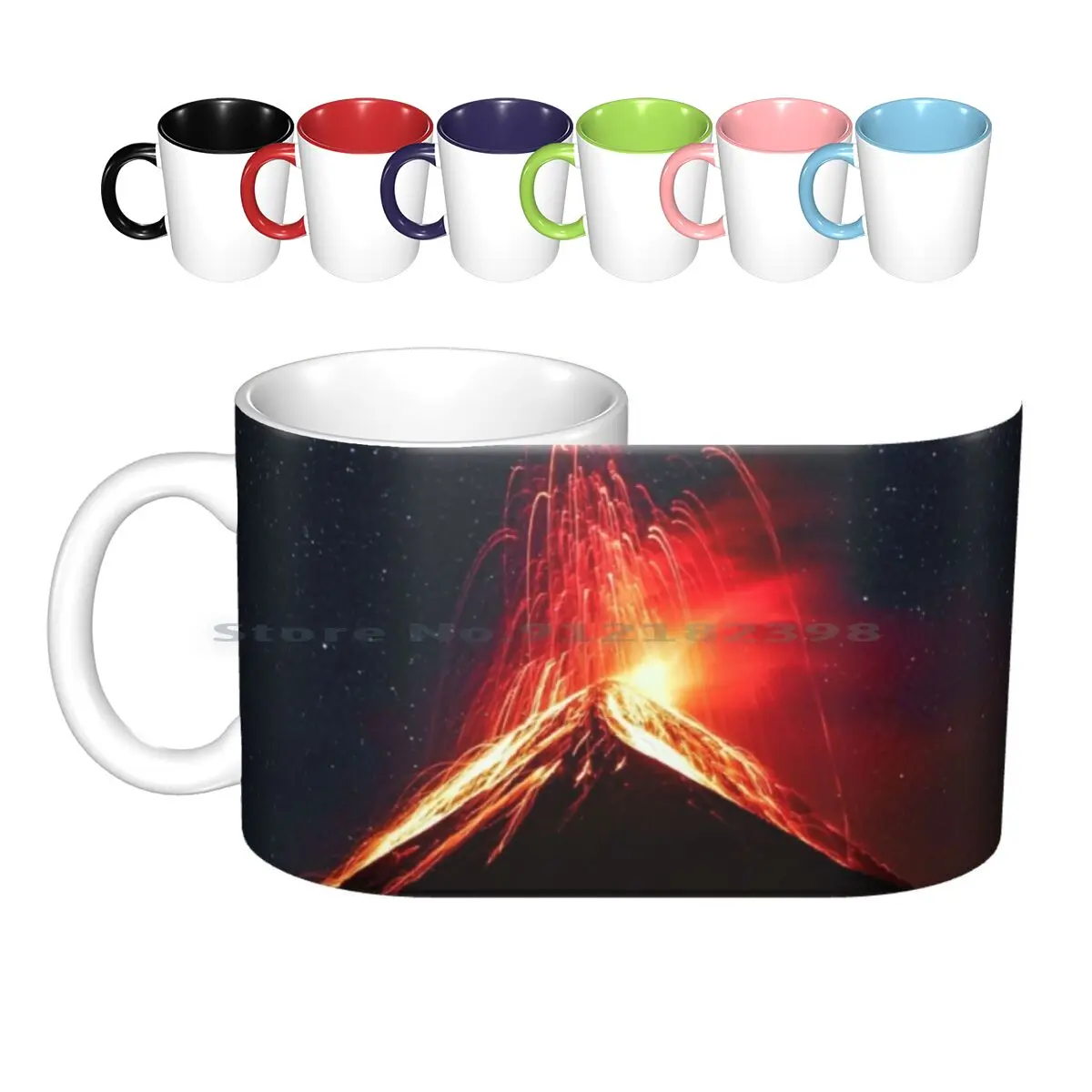 Vulcano Fuoco Tazze In Ceramica Tazze Da Caffè Tazza Da Tè Al Latte Vulcano Fuoco Lava Eruzione Rossa Divertente Caldo Magma Blu Hawaii Fumo Terra Car