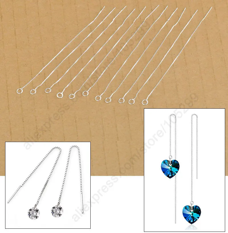 83Mm 20Pcs 925 Sterling Silver Long Thread Earrings Making Components Nice Jewelry Findings Accessories For Women Girls Ornament