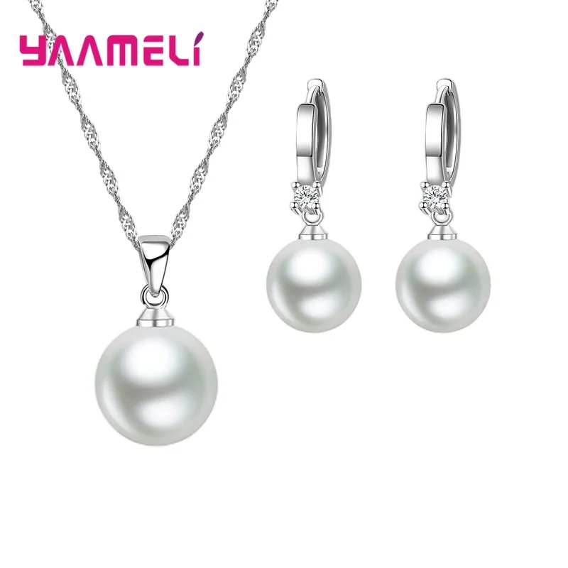 Set Di Gioielli In Argento Sterling 925 Di Moda Orecchini Di Collane Di Perle D'Acqua Dolce Per Le Donne Ragazze Regalo Di Anniversario Super Bello